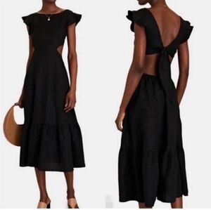 Jason Wu black linen blend midi dress